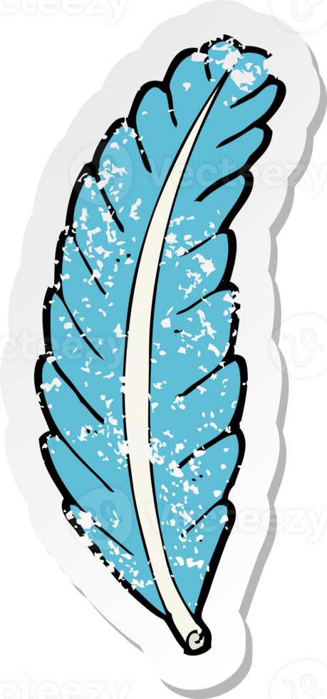 retro distressed sticker of a cartoon feather png