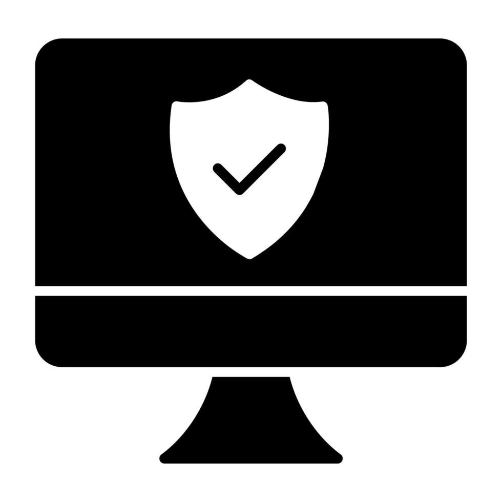proteger dentro sistema, icono de seguro computadora vector