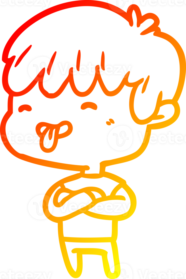 caloroso gradiente linha desenhando do uma Garoto degola Fora língua png