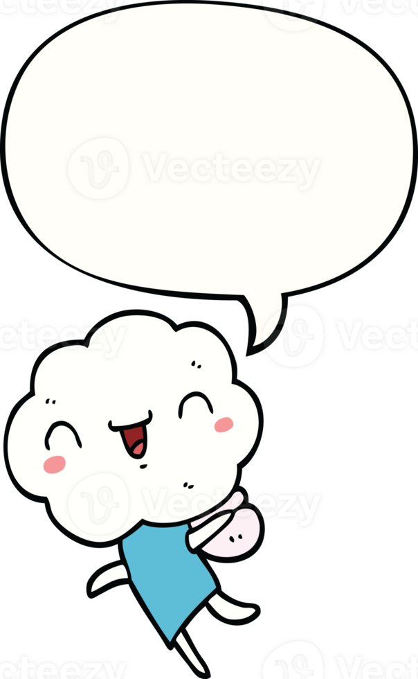 cute cartoon cloud head creature with speech bubble png