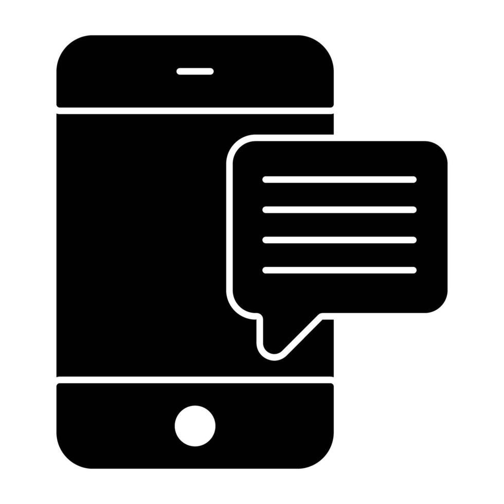 Chat bubble with smartphone showcasing mobile chat icon vector