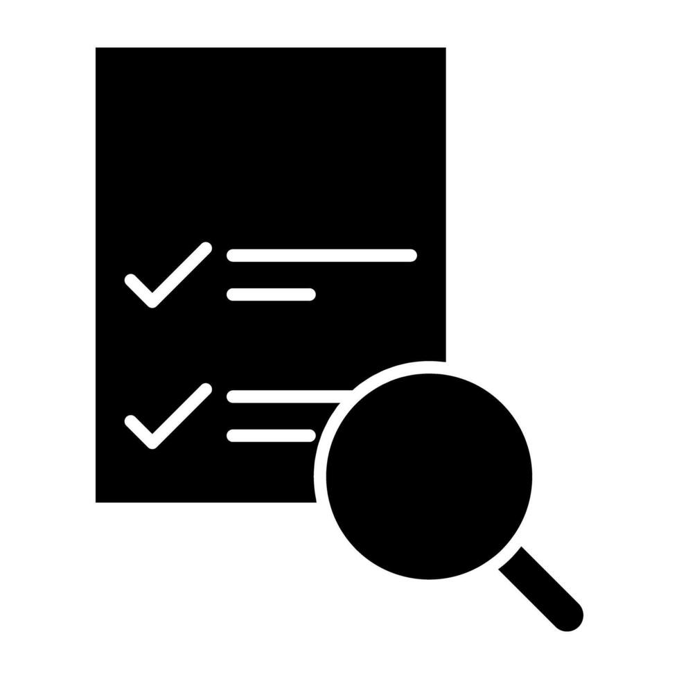 Paper under magnifying glass, concept of search list vector