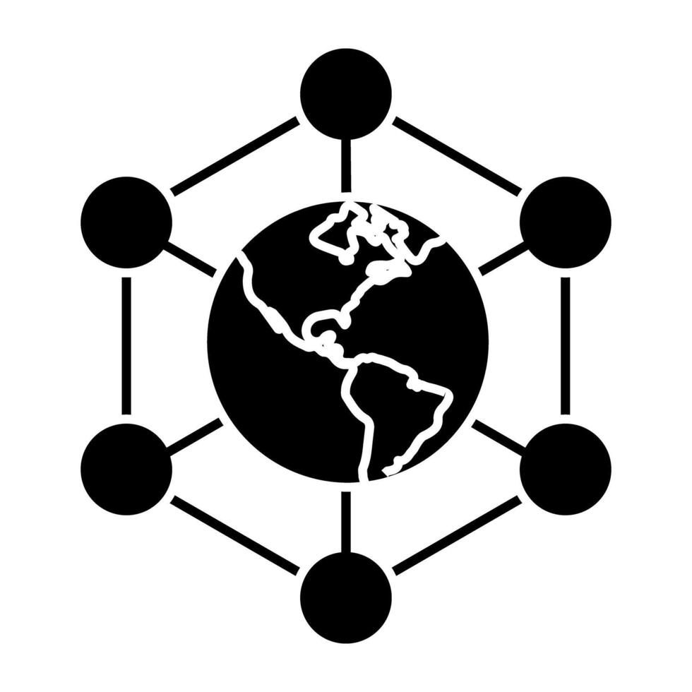 Globe with nodes denoting concept of global network vector
