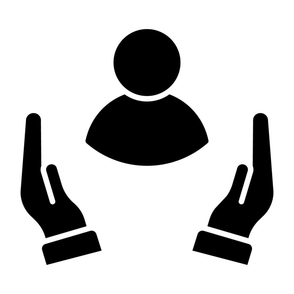 Person inside hands, icon of customer care vector