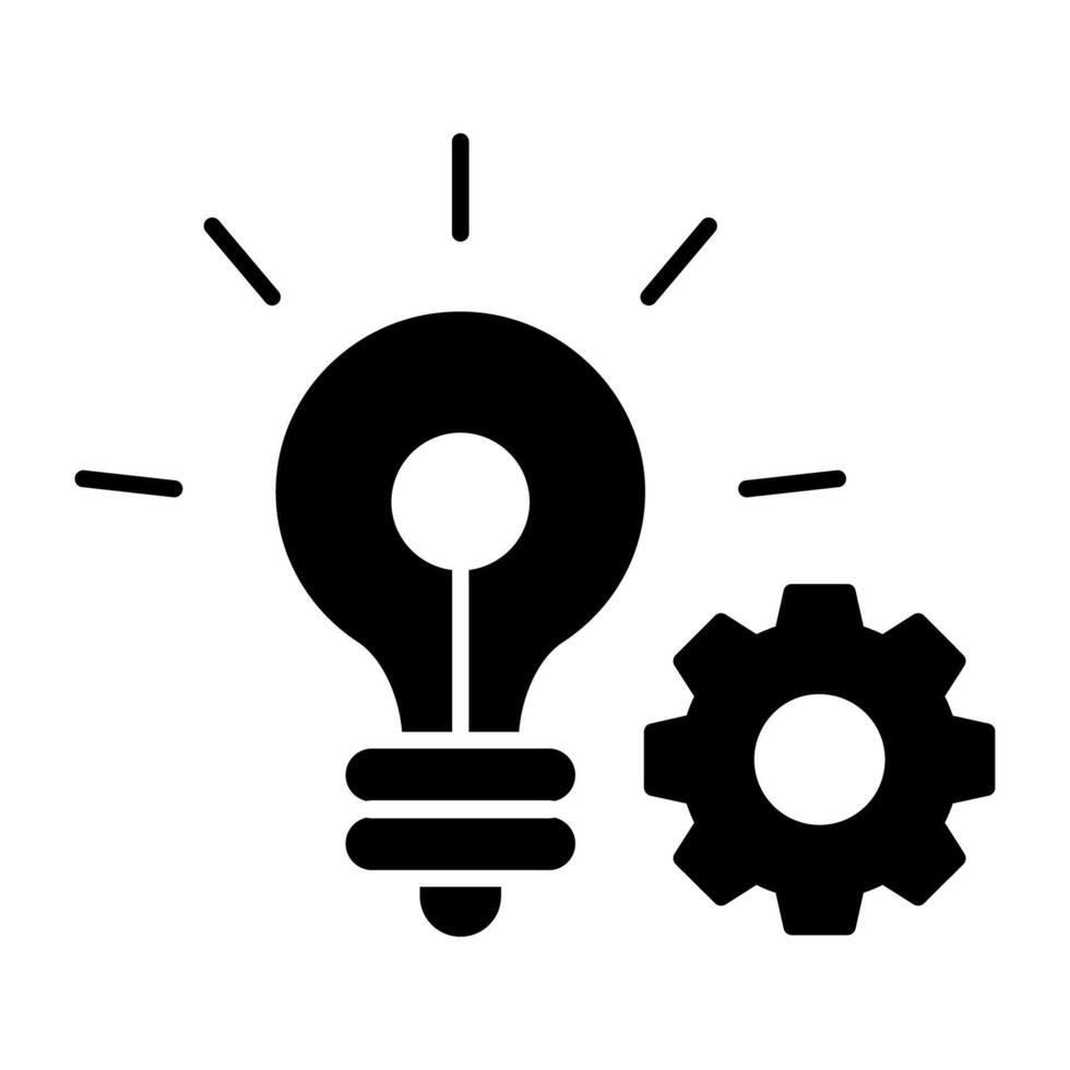 Gear with light bulb, icon of idea generation vector