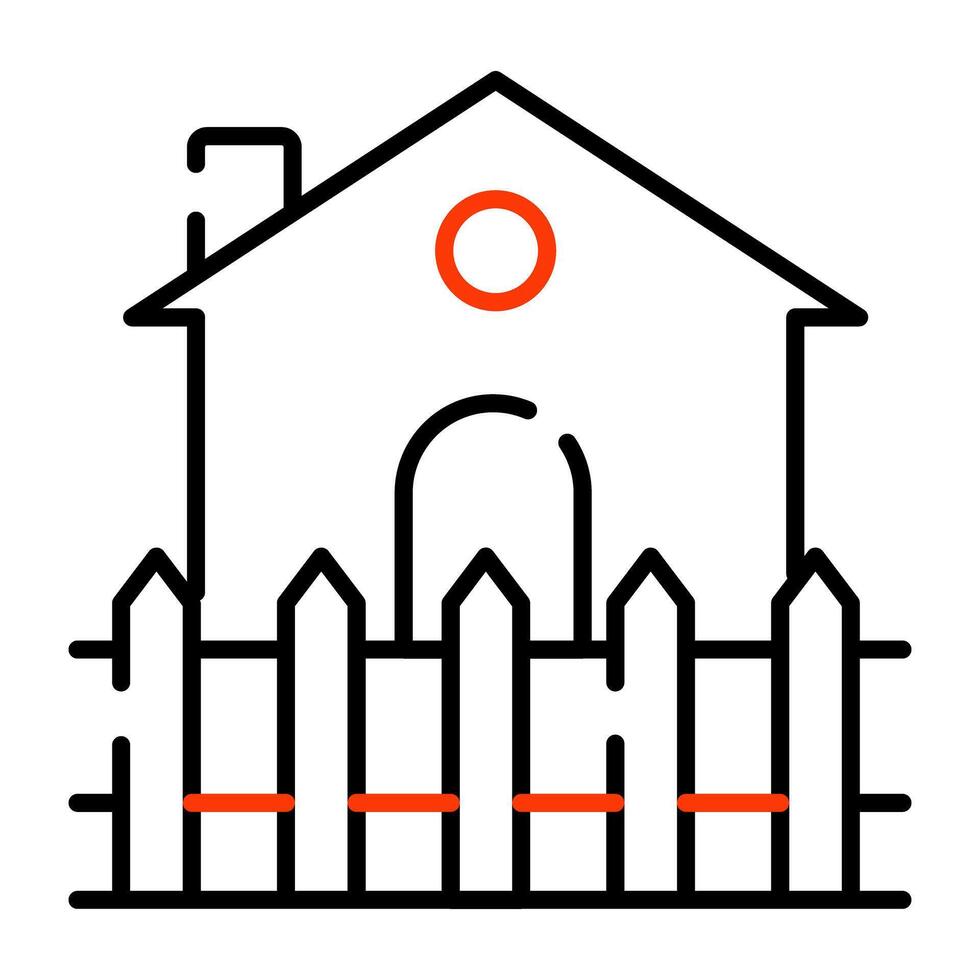 un residencial edificio icono, lineal diseño de alquería vector