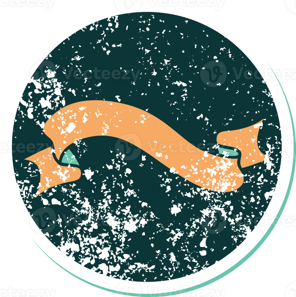 iconic distressed sticker tattoo style image of a banner png