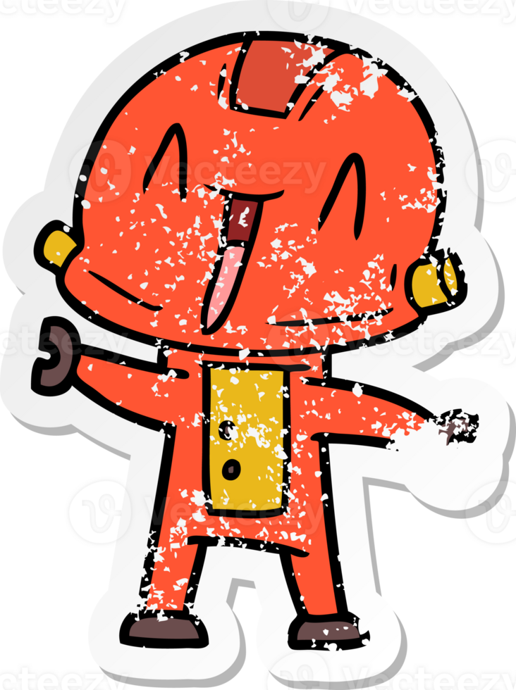 distressed sticker of a cartoon robot png