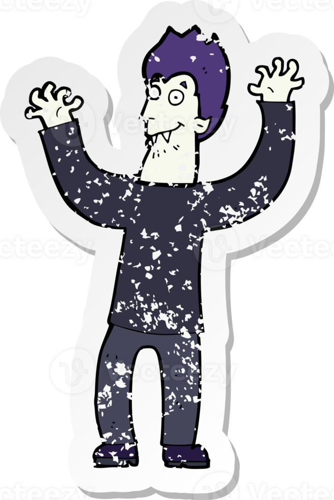 retro distressed sticker of a cartoon halloween vampire png