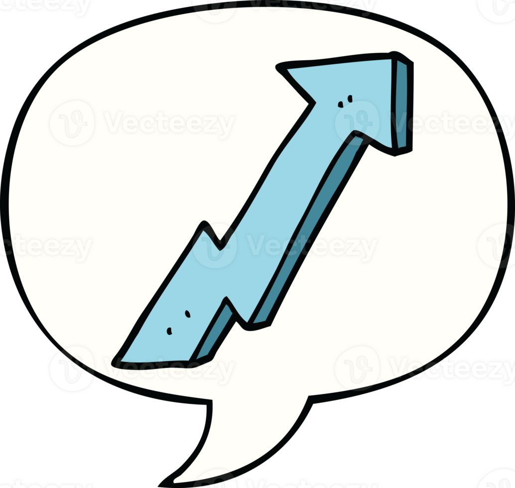 cartoon positive growth arrow with speech bubble png