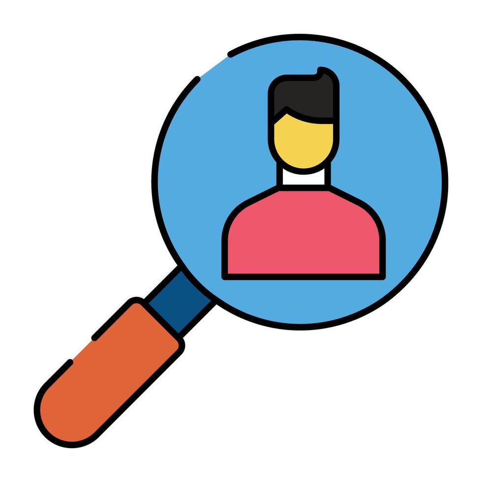 Avatar under magnifying glass, concept of headhunting vector