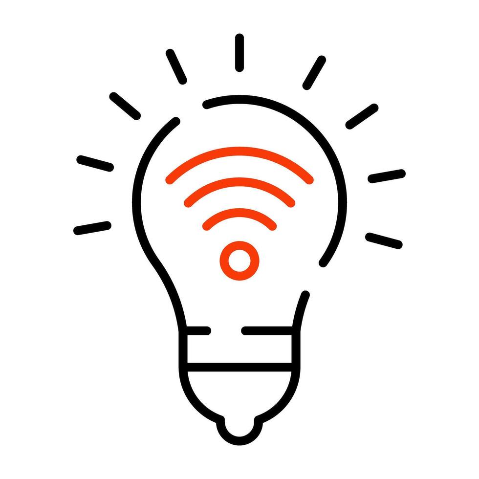 Wifi signals inside light bulb, icon of smart idea vector