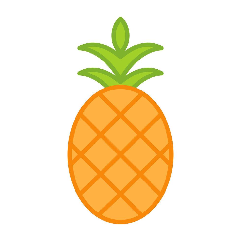 A flat design icon of tropical fruit, pineapple vector
