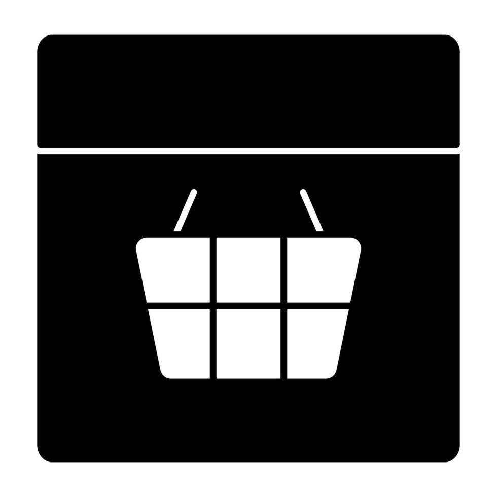 Basket on web page showing concept of web shopping vector