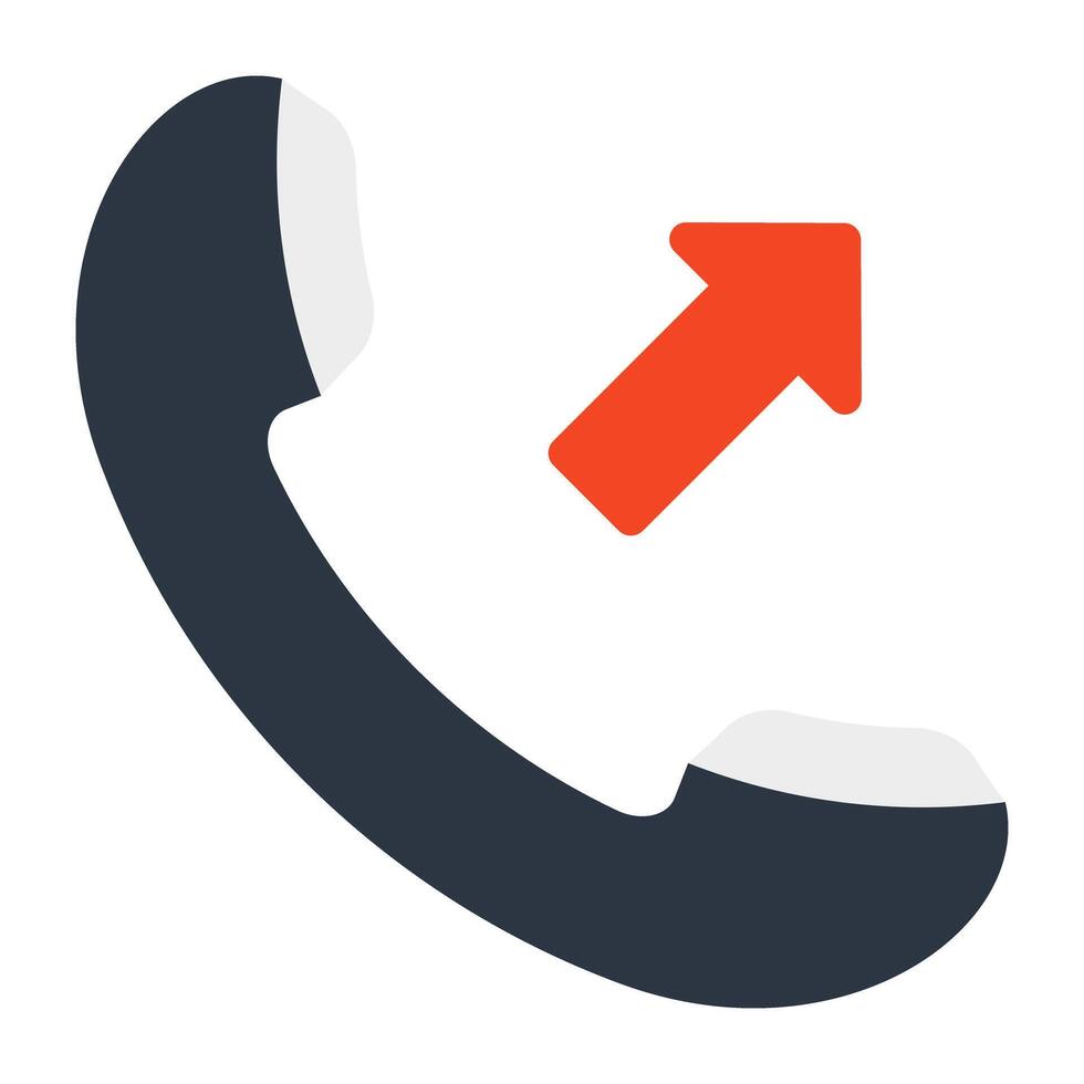 Outward arrow with receiver, concept of outgoing call vector