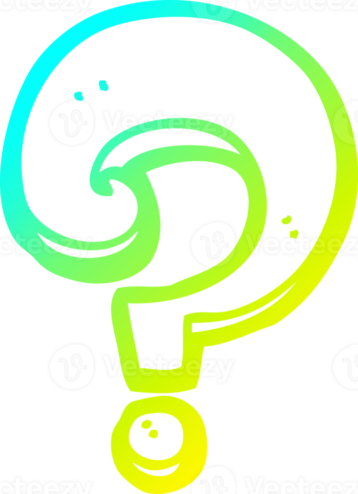 cold gradient line drawing of a cartoon question mark png