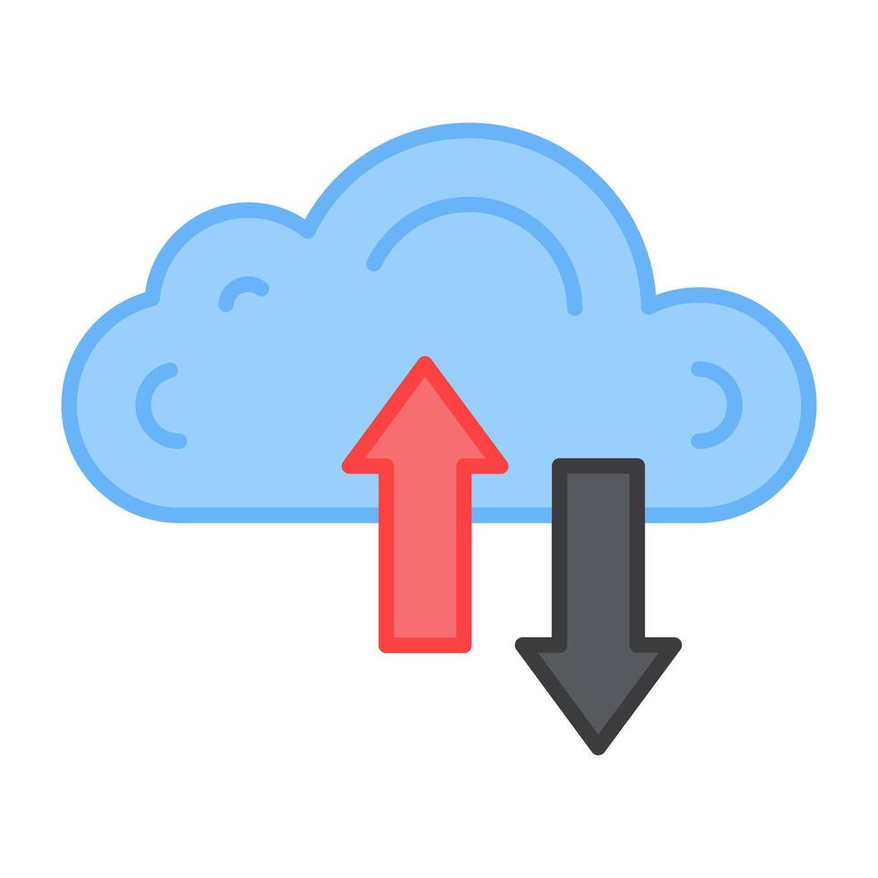 Two way arrows with cloud, icon of cloud data transfer vector