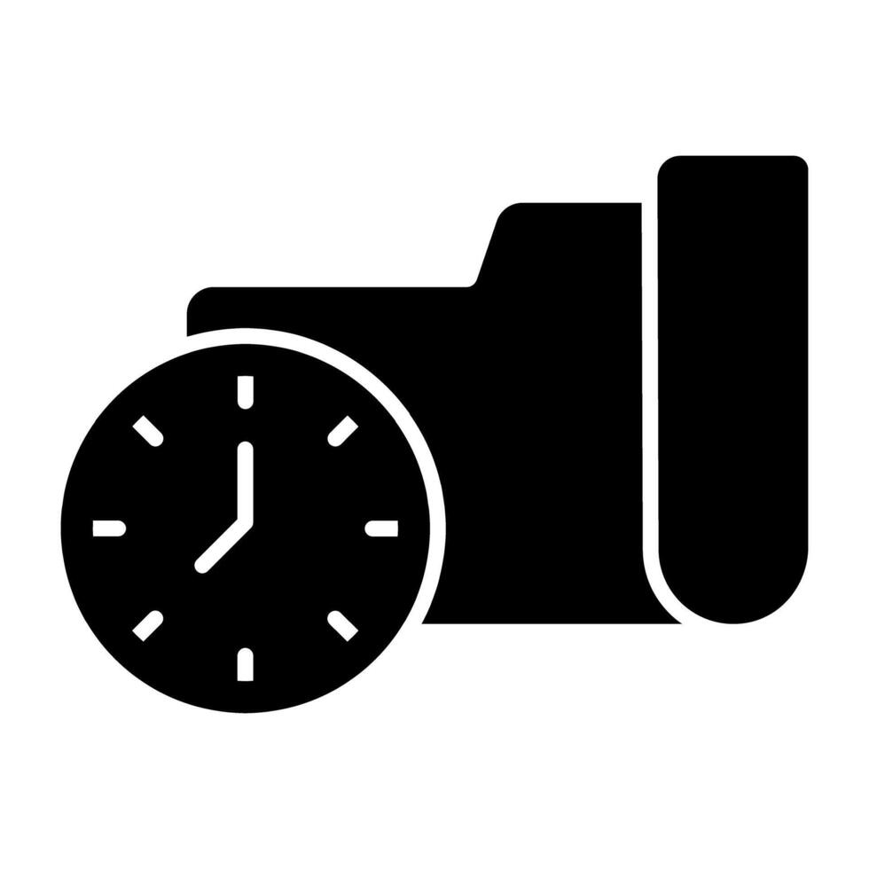 Icon of clock with document, filled design of project time vector