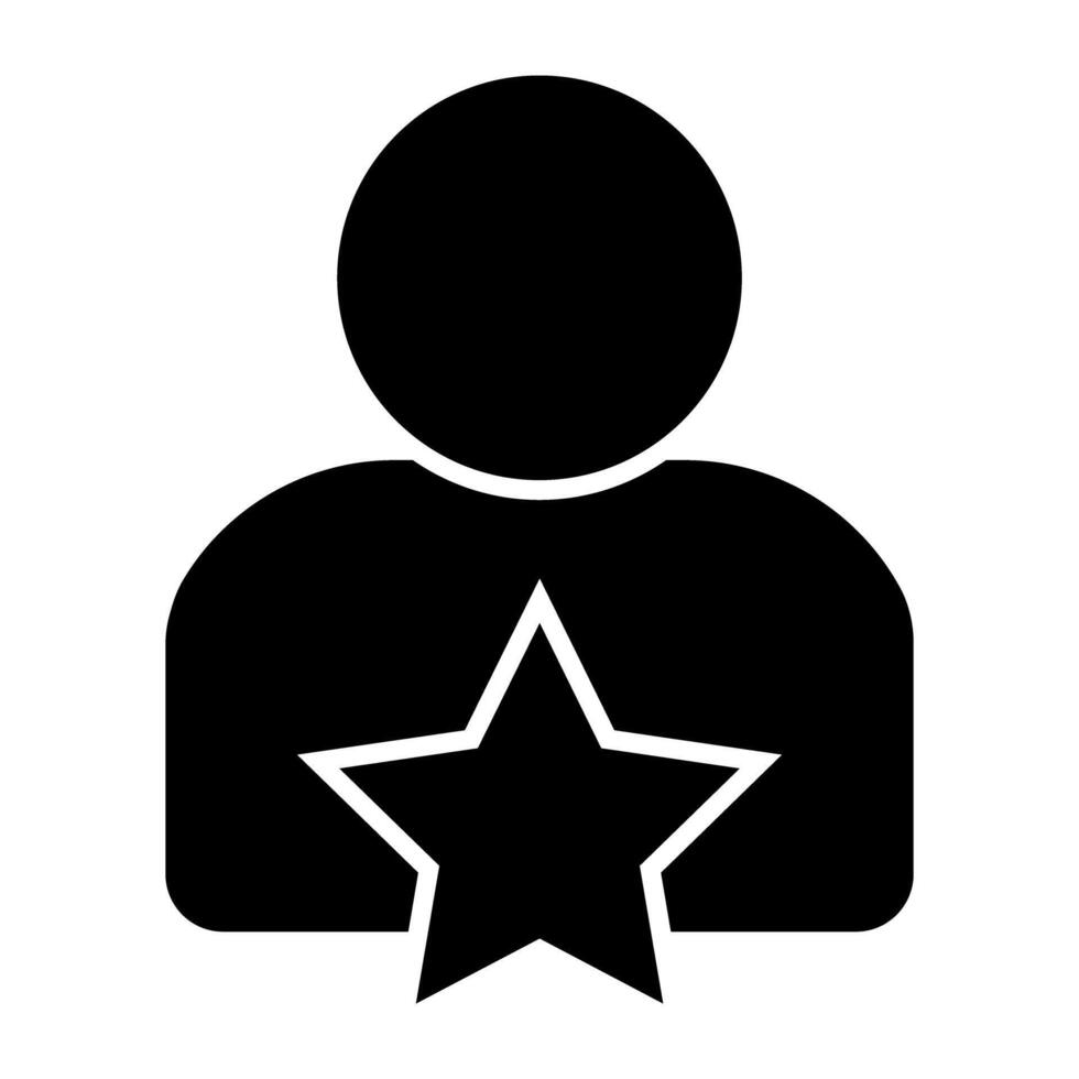 Avatar with star, icon of favorite person vector