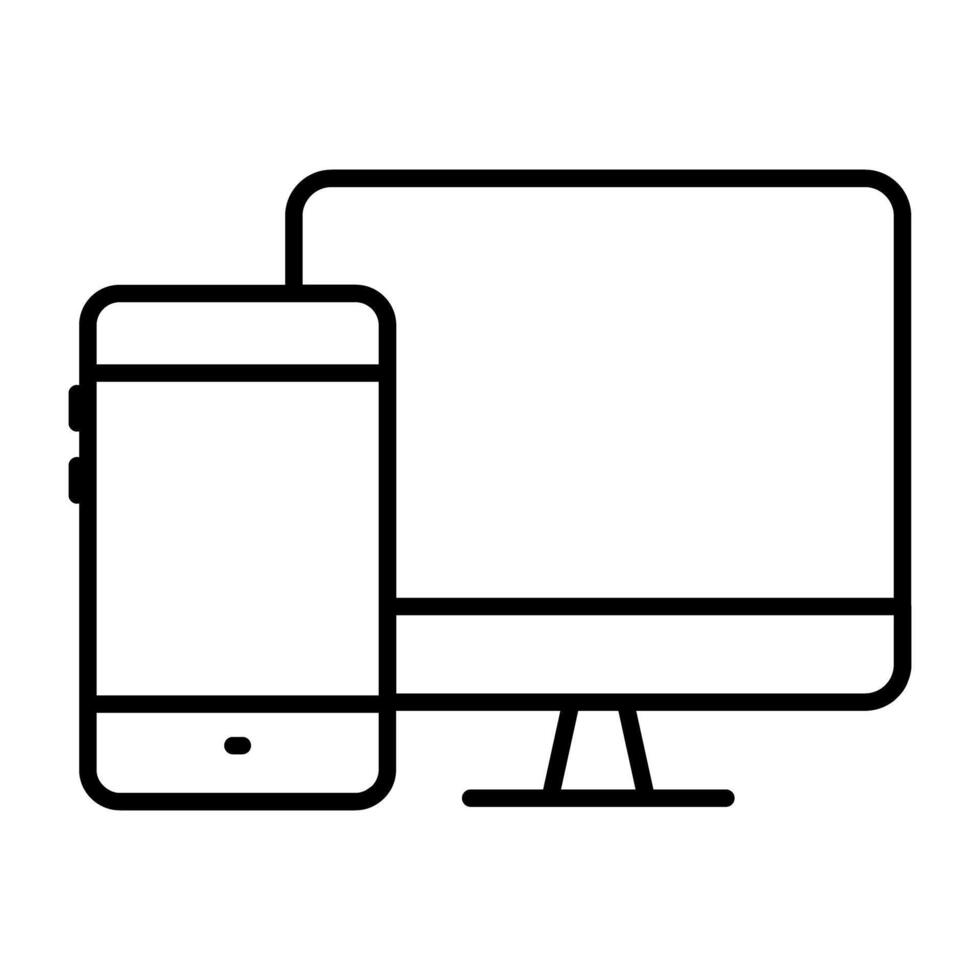 Mobile phone with monitor, icon of responsive design vector