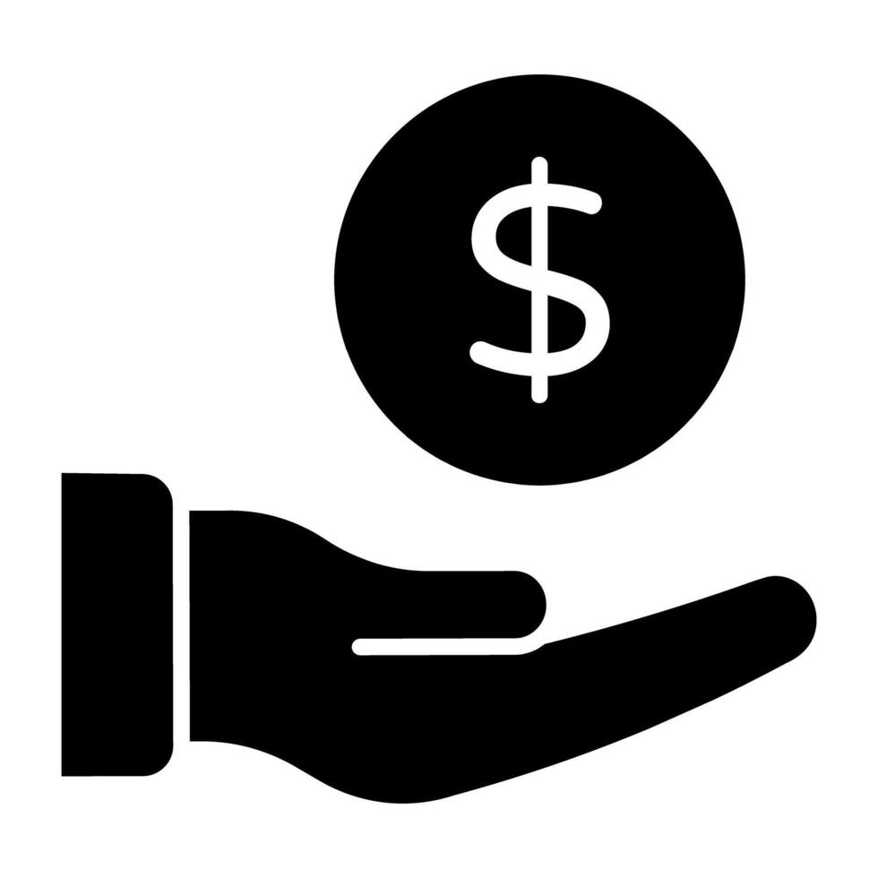 Dollar on hand showing concept of donation icon vector