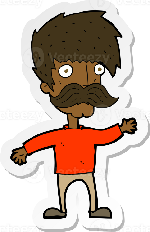 sticker of a cartoon man with mustache waving png