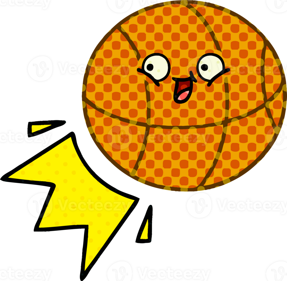 comic book style cartoon of a basketball png