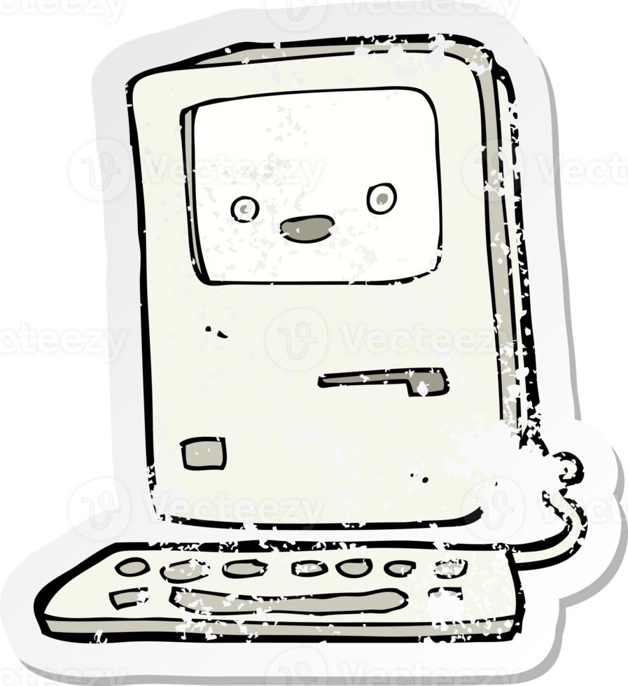 retro distressed sticker of a cartoon old computer png