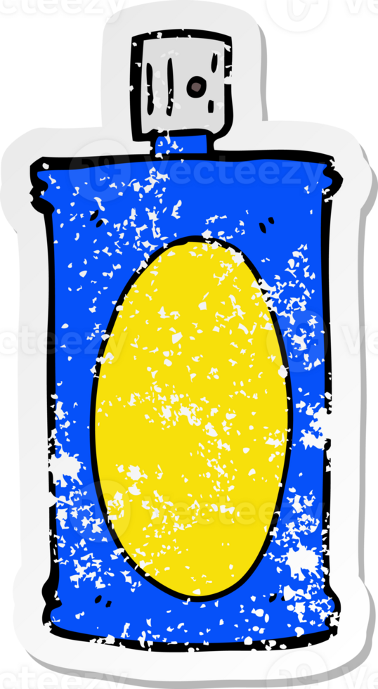 distressed sticker of a cartoon spray can png