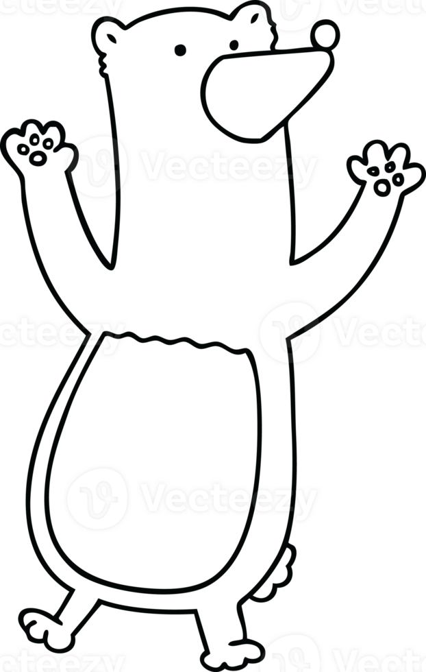 line drawing quirky cartoon bear png