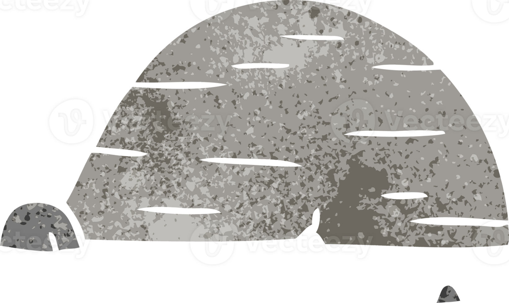 hand drawn retro cartoon doodle of grey stone boulder png