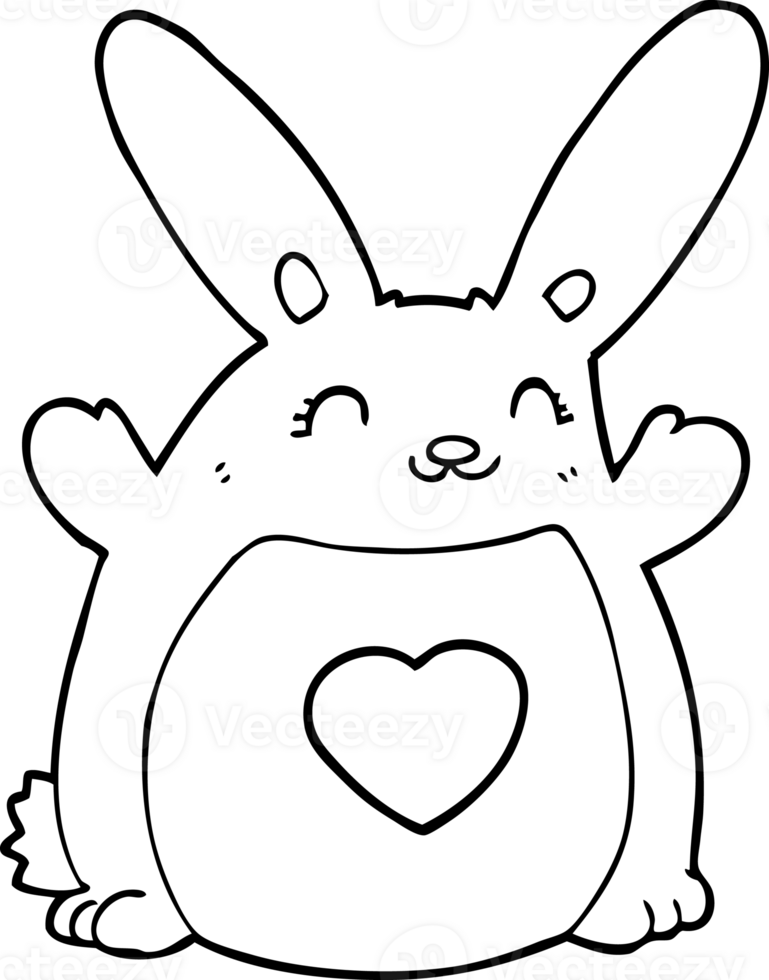 cartoon rabbit with love heart png