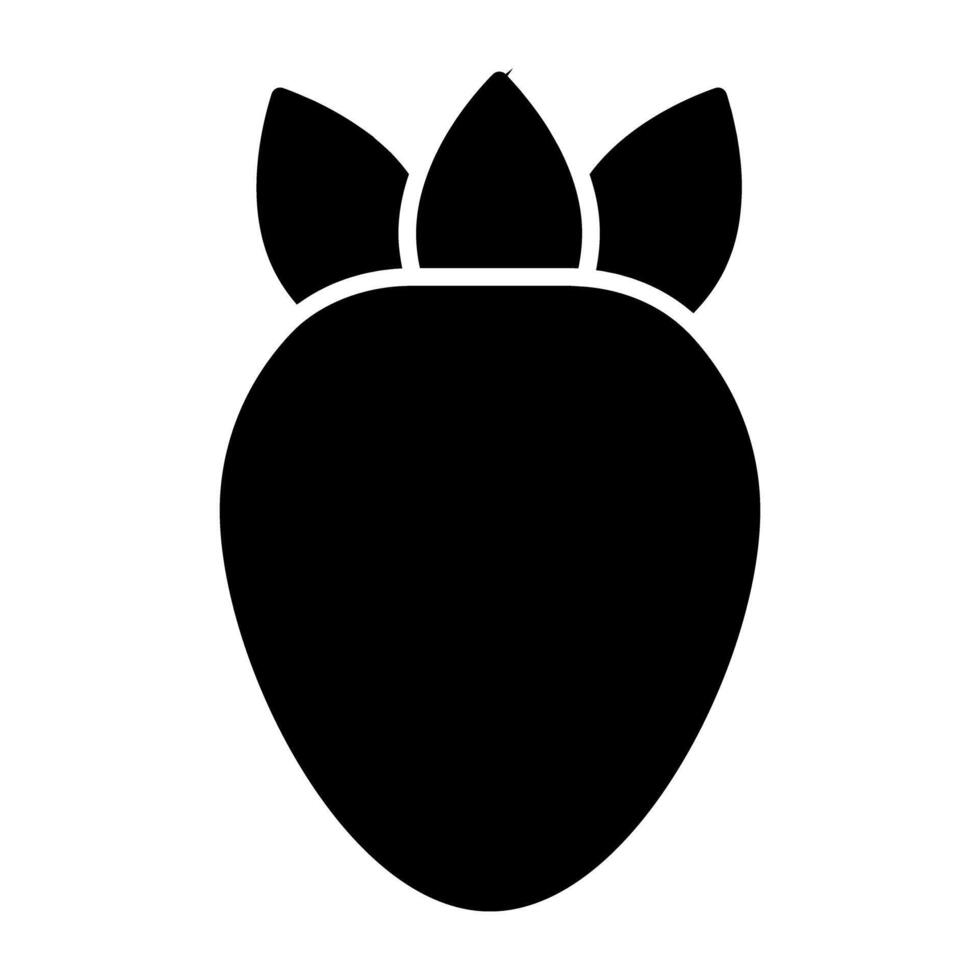 un sabroso icono de fresa Fruta en sólido diseño vector