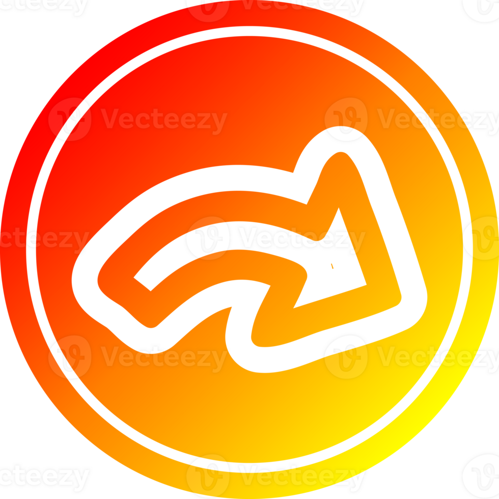 direction arrow circular icon with warm gradient finish png