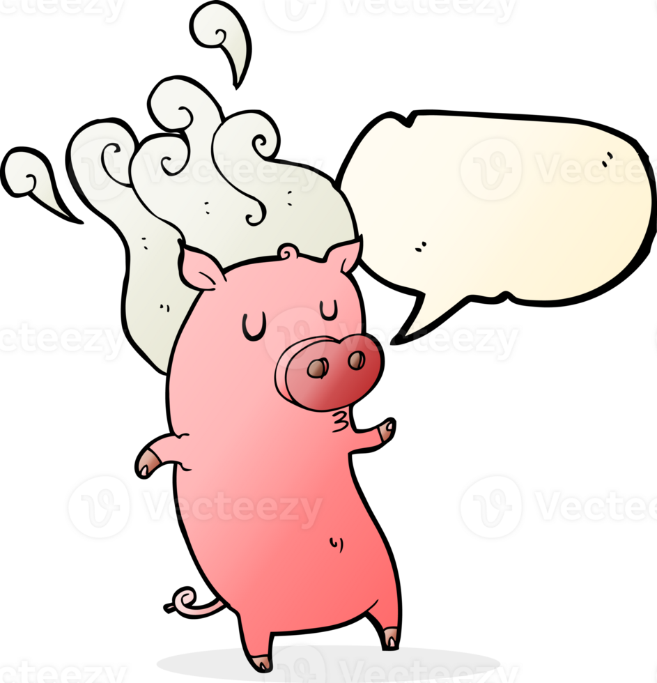 smelly cartoon pig with speech bubble png