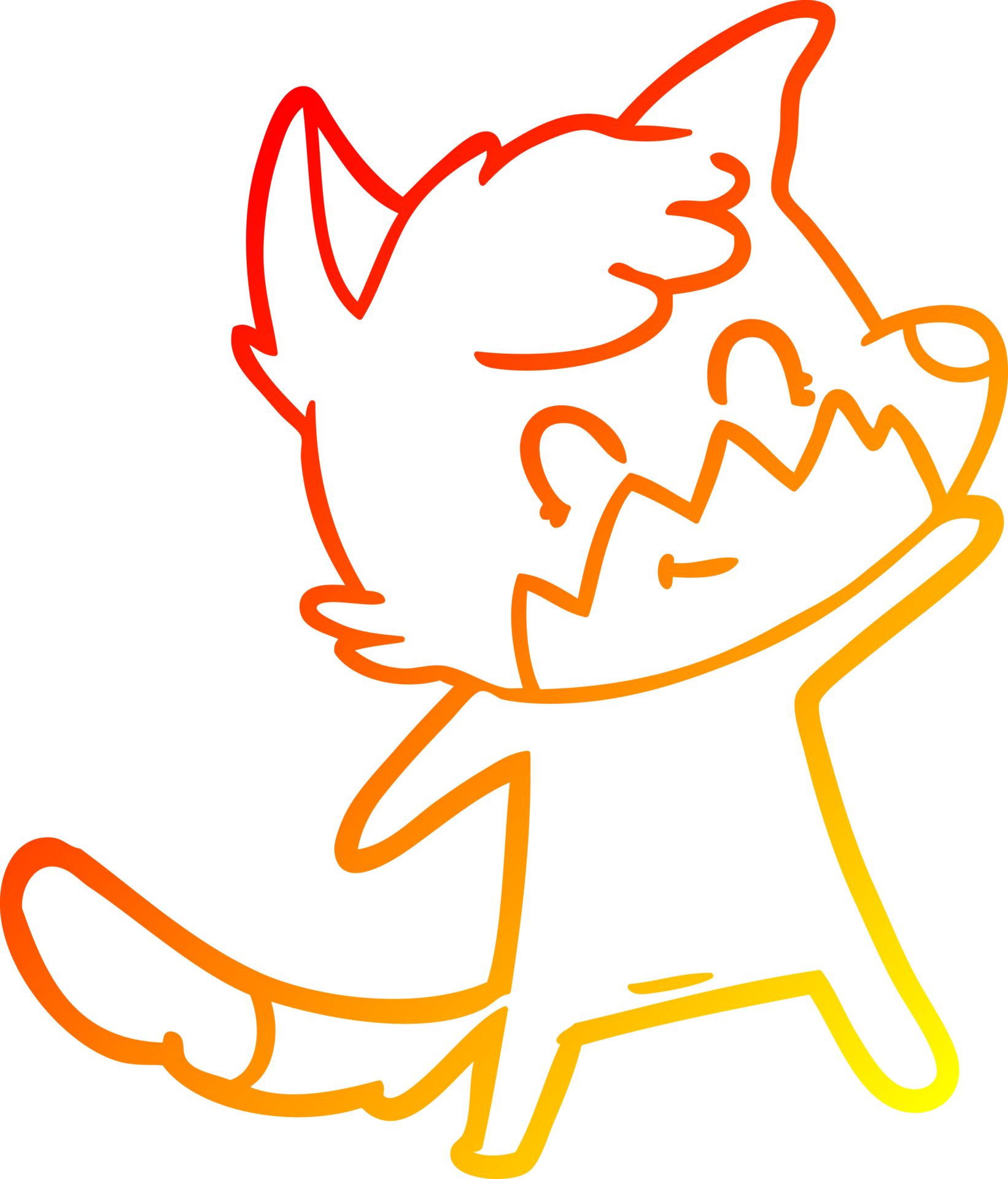warm gradient line drawing of a cartoon friendly fox 41018225 PNG