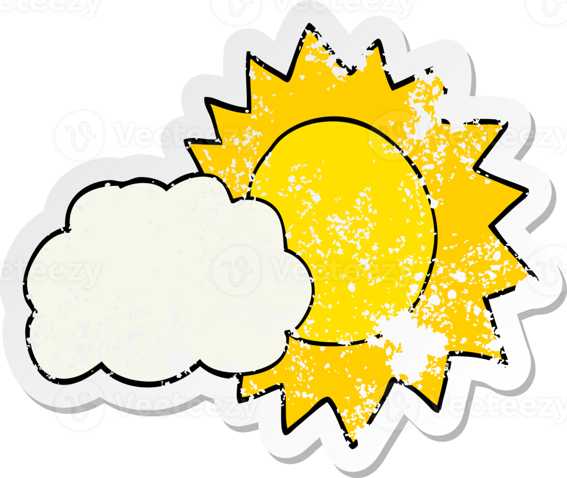 distressed sticker of a cartoon weather png