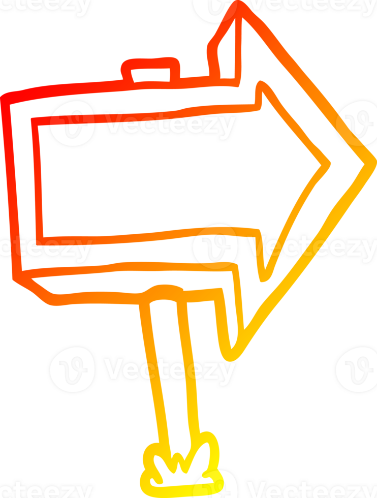 warm gradient line drawing of a cartoon pointing arrow sign png