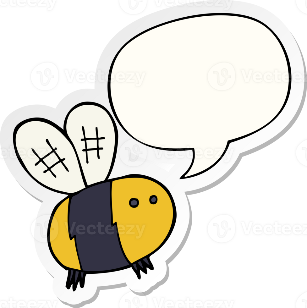 cartoon bee with speech bubble sticker png