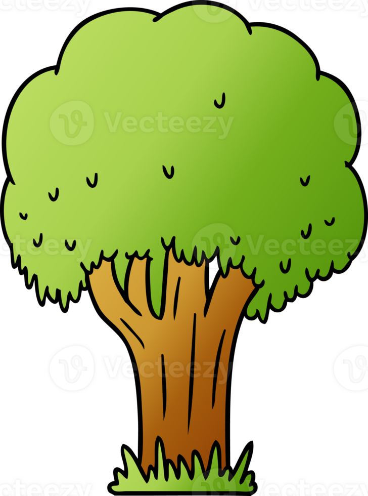 hand drawn gradient cartoon doodle of a summer tree png