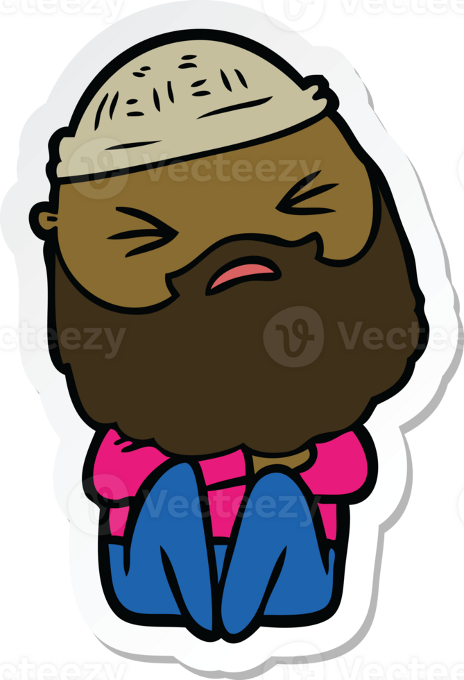 sticker of a cartoon man with beard png