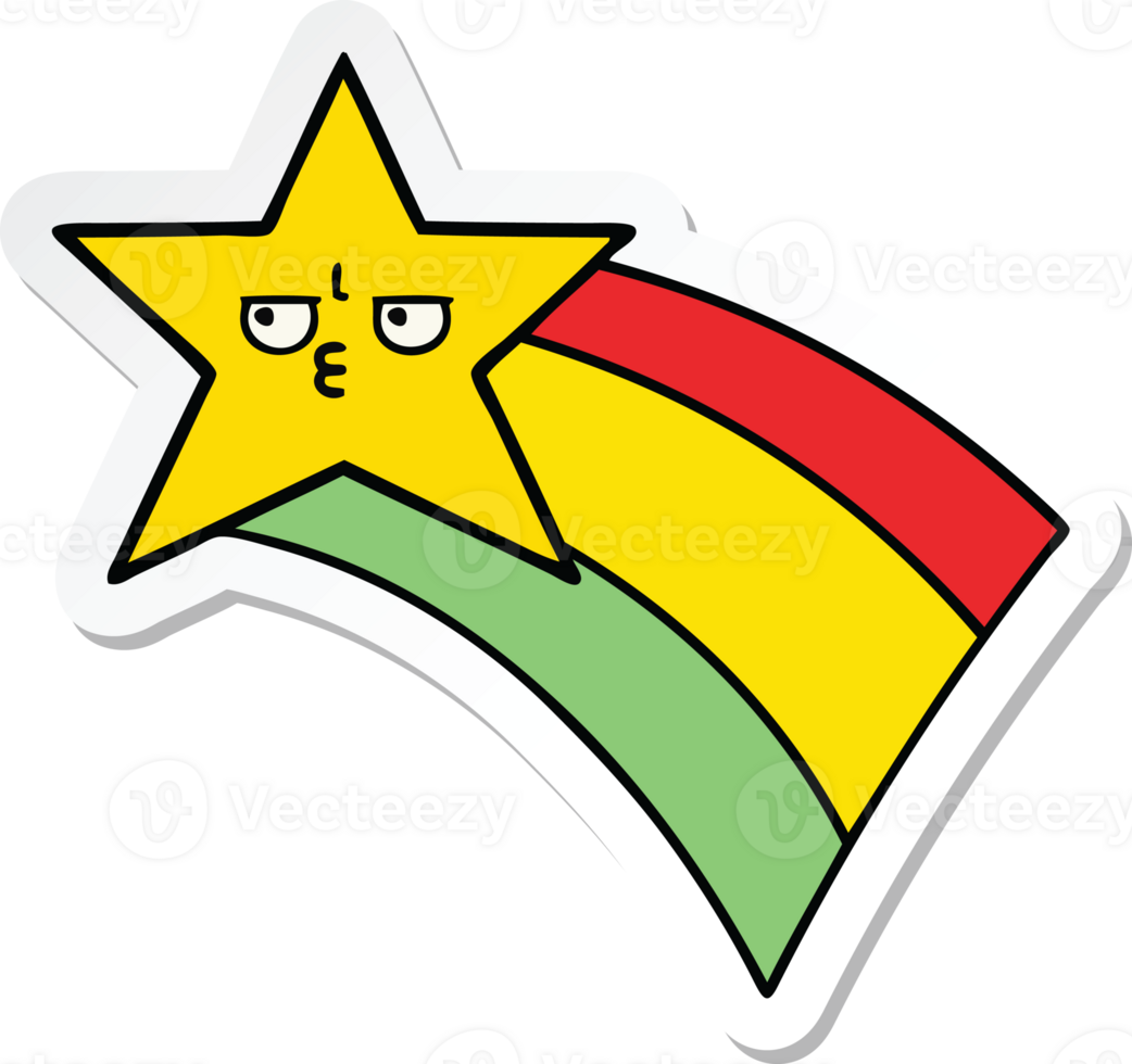 sticker of a cute cartoon shooting rainbow star png