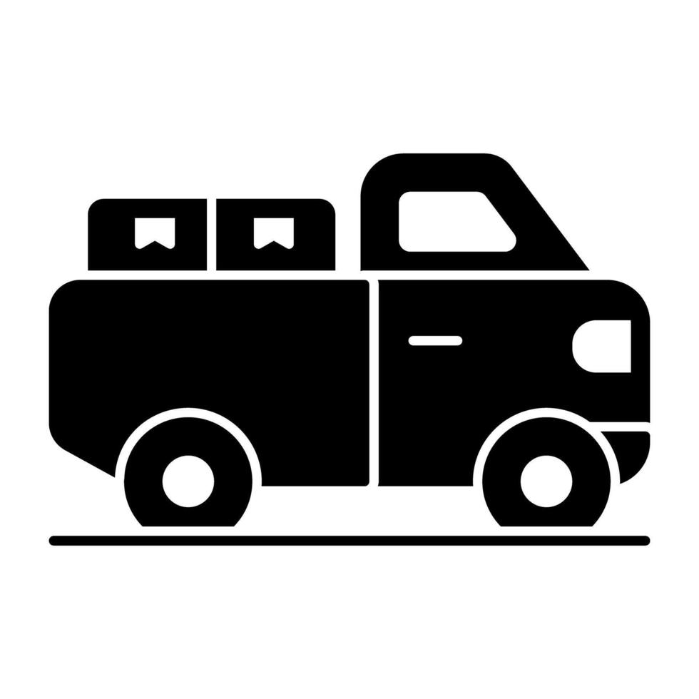 An editable design icon of cargo van, logistic delivery vector