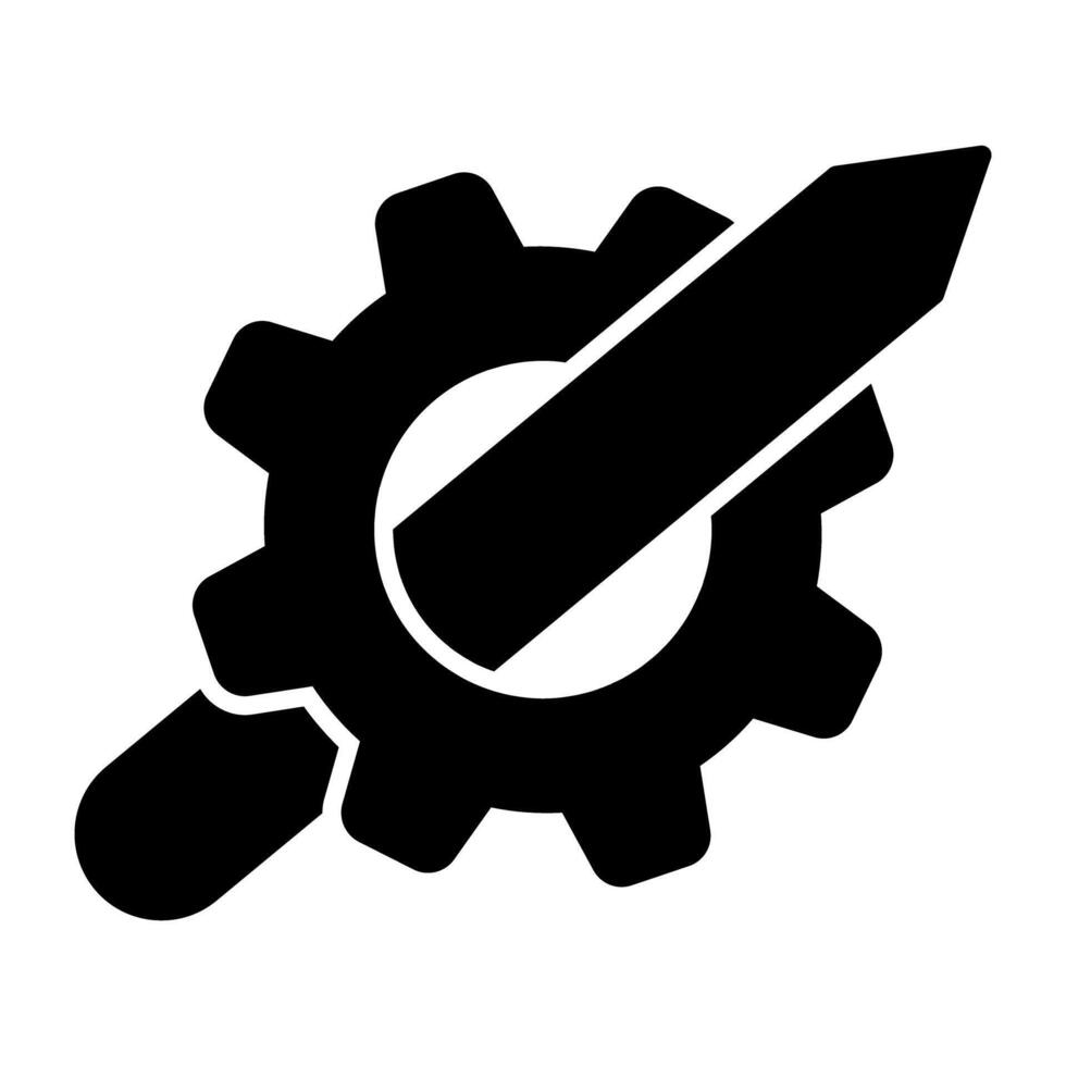 Pencil inside gear, icon of writing skill vector