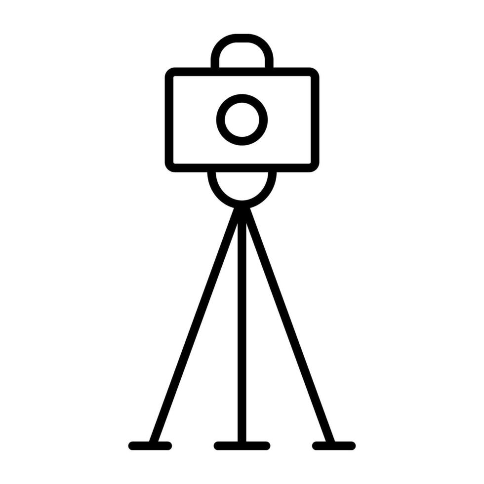Cam on stand, tripod camera icon vector