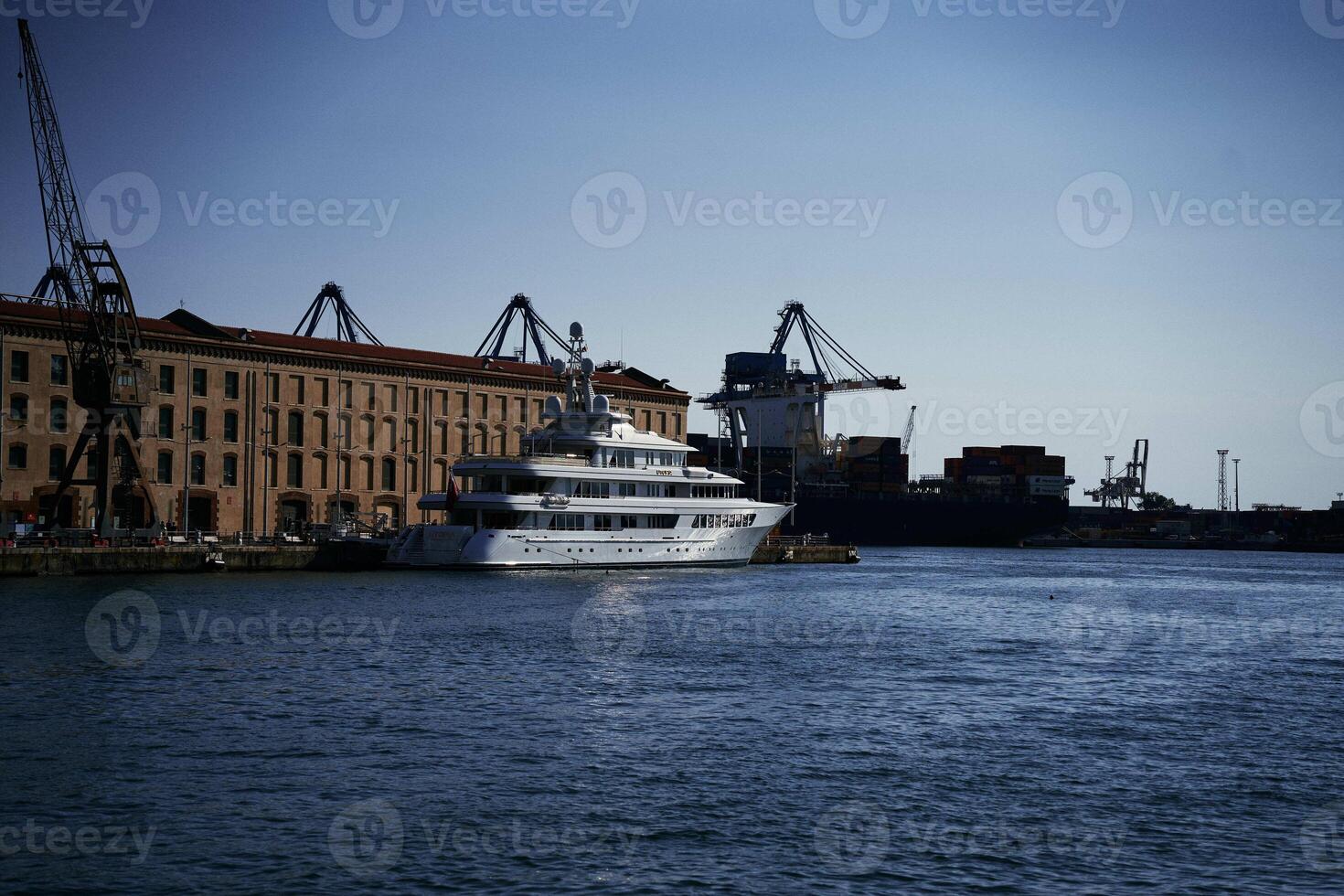 the bay in Genoa, the vibe of the Italian summer photo