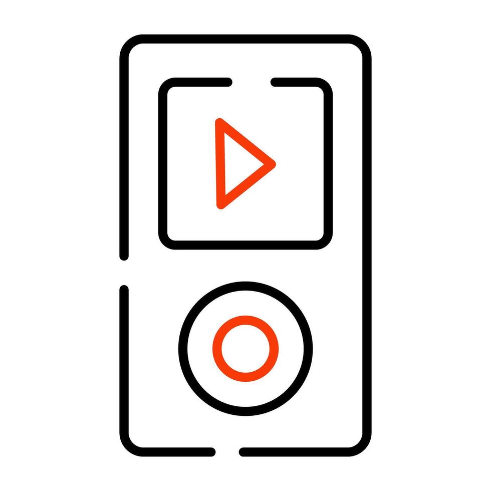 Audio music device icon, linear design of MP3 player vector