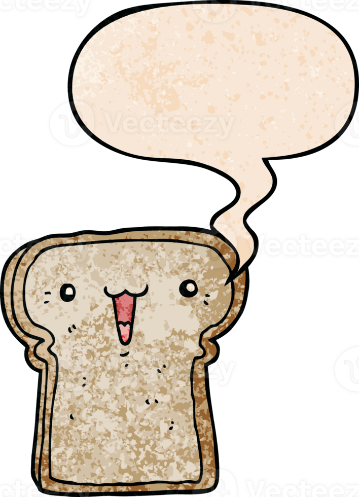 cute cartoon drawing with speech bubble in retro texture style png