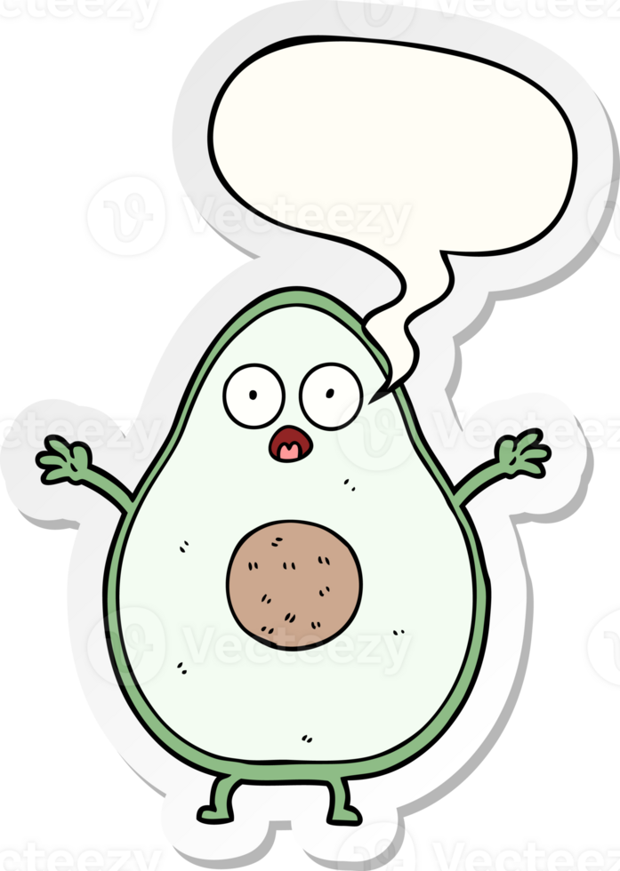 cartoon avocado with speech bubble sticker png
