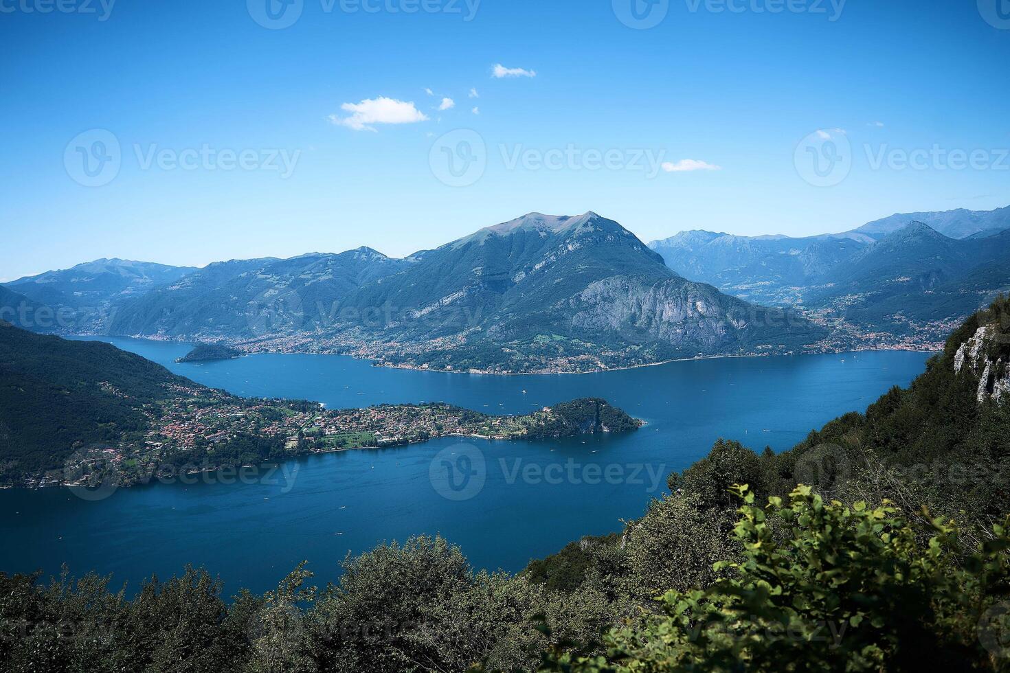 a breathtaking view of life on Lake Como on a summer day from above photo